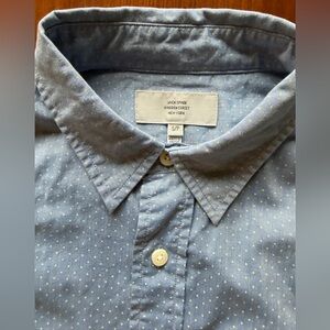 Jack Spade Light Blue and Green Dot Button Down Long Sleeve Shirt Size Small